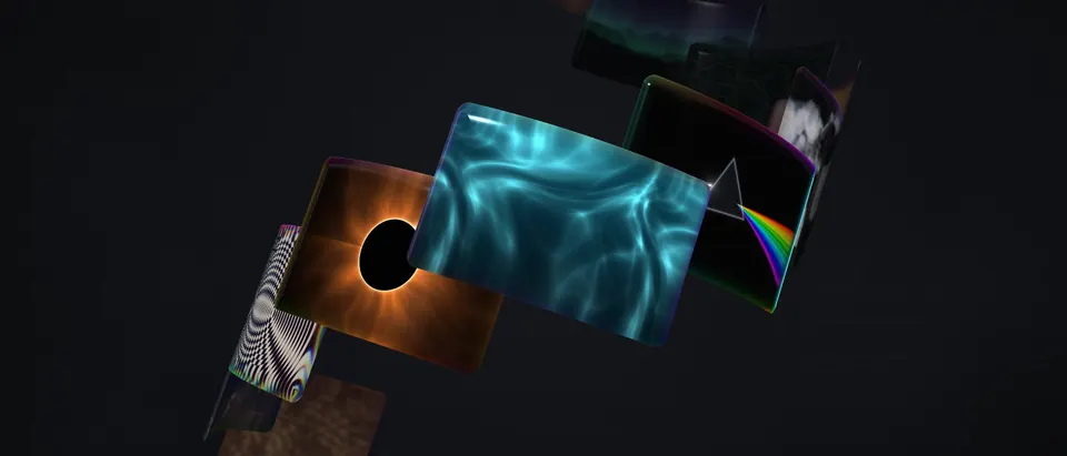 The interactive portfolio concept: glass study cards in a spiral